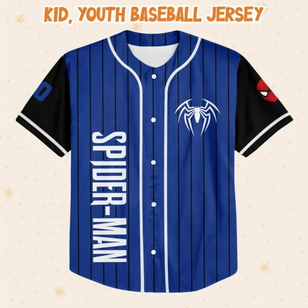 Custom Spider-Man Baseball Jersey - Personalized Name & Number For Kids/Youth/Adults