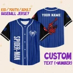 Custom Spider-Man Baseball Jersey - Personalized Name & Number For Kids/Youth/Adults