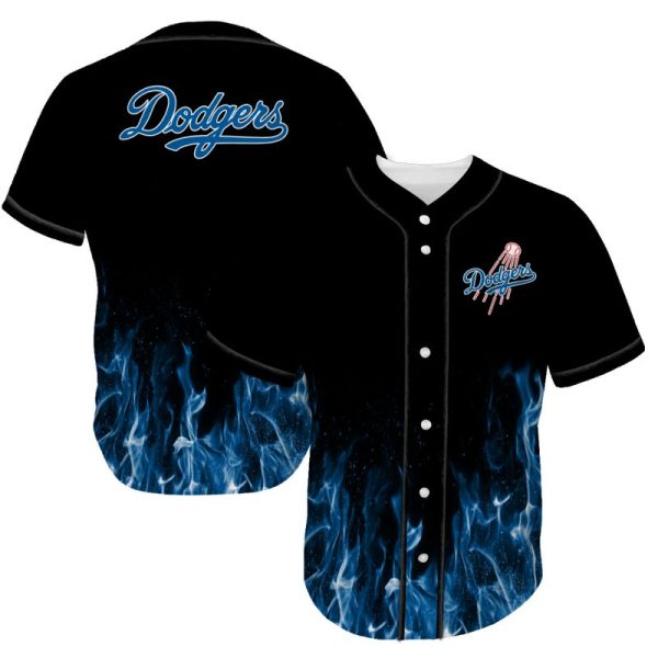 Los Angeles Dodgers Blue Flame Baseball Jersey