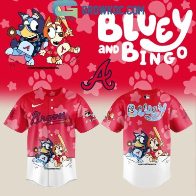 Bluey & Bingo Braves Jersey - Fun Cartoon Baseball Shirt For Kids & Fans