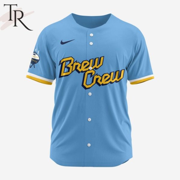 Limited Edition Brew Crew Baseball Jersey - Stylish Blue & Yellow Design – Perfect Gift For Fans!