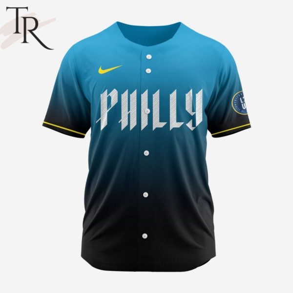 Stylish Philly Baseball Jersey - Blue & Black Gradient, Comfortable Fit, Unisex Design, Perfect Gift For Fans - Limited Edition