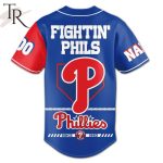 Get Game-Ready: Phillies Fightin' Phils Baseball Jersey – Bold Blue/Red Design!