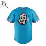Retro Jersey Diners Baseball Shirt - Vibrant Blue With Iconic Logo Design