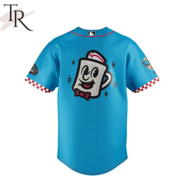 Retro Jersey Diners Baseball Shirt - Vibrant Blue With Iconic Logo Design