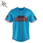 Retro Jersey Diners Baseball Shirt - Vibrant Blue With Iconic Logo Design