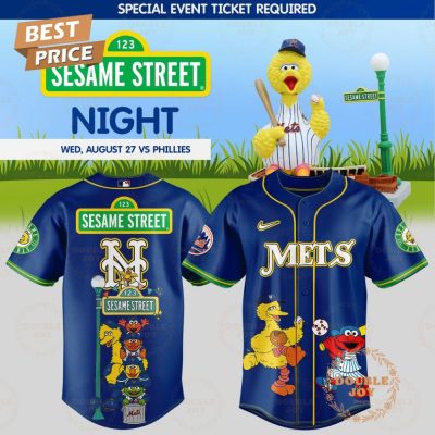 New York Mets X 123 Sesame Street Night Special Blue Edition Baseball Jersey