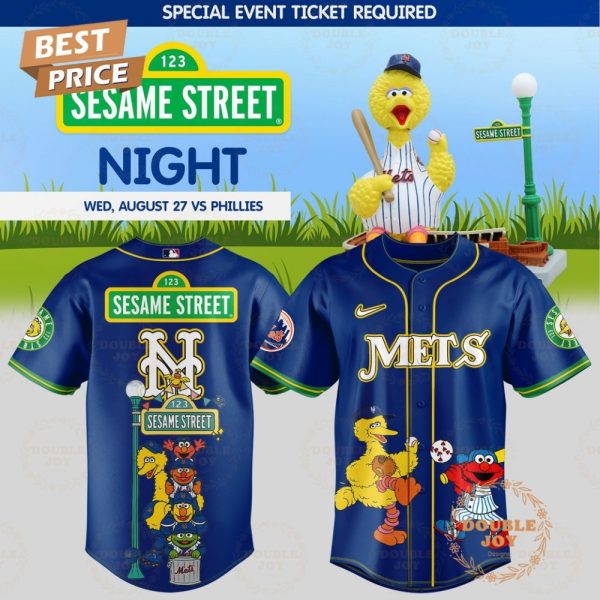 New York Mets X 123 Sesame Street Night Special Blue Edition Baseball Jersey
