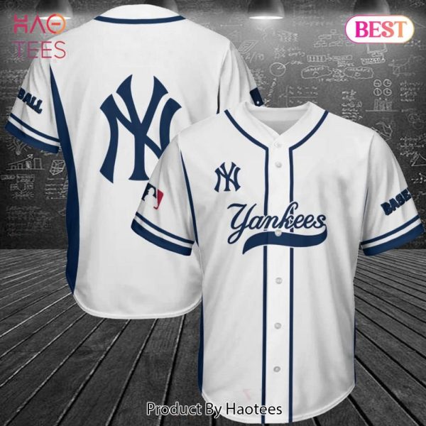 Stylish Ny Yankees Baseball Jersey - Classic White & Blue, Perfect For Fans!