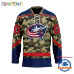 Nhl Columbus Blue Jackets Camo Veterans Custom Hockey Jersey