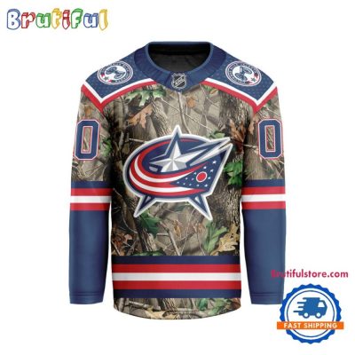 Nhl Columbus Blue Jackets Special Realtree Camo Hunting Hockey Jersey