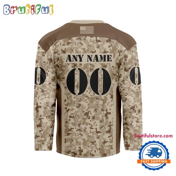 Nhl Columbus Blue Jackets Special Veterans Military Desert Camouflage Design Hockey Jersey