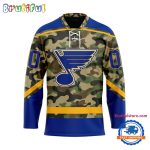 Nhl St. Louis Blues Camo Veterans Custom Hockey Jersey