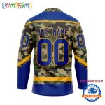 Nhl St. Louis Blues Camo Veterans Custom Hockey Jersey