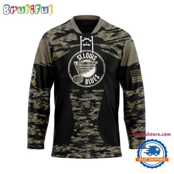 Nhl St. Louis Blues Custom Honoring Veterans Camo Hockey Jersey