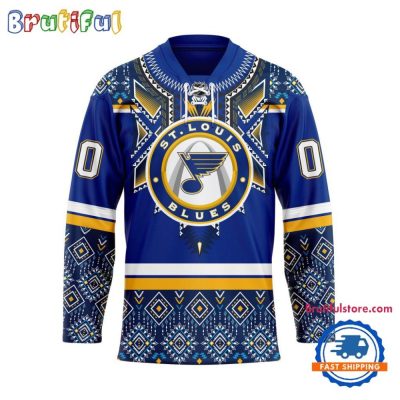 Nhl St. Louis Blues Personalized Native American Hockey Jersey