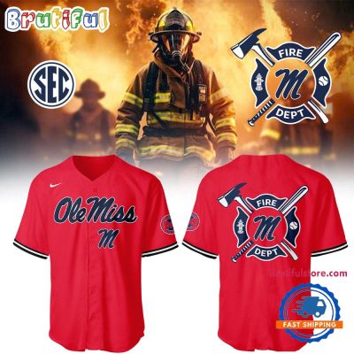 Ole Miss Rebels Baseball X Firefighter Appreciation Night 3D Print Jersey