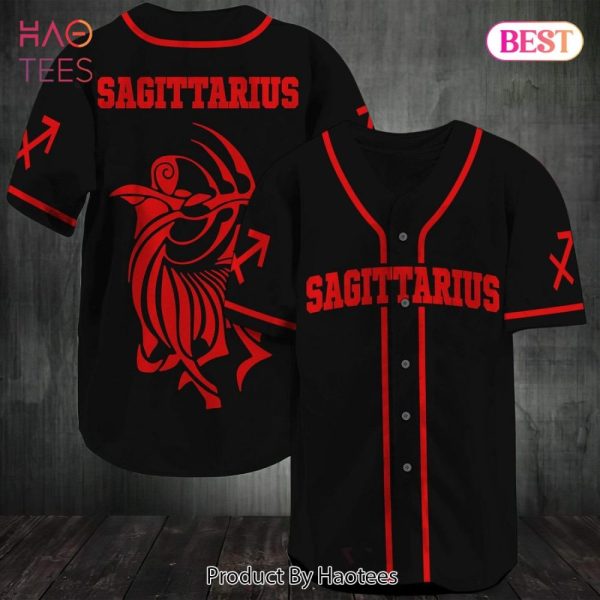 Sagittarius Zodiac Baseball Jersey - Bold Black & Red Design For Astrology Lovers