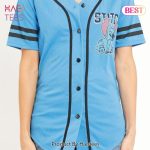 Stylish Blue Stitch Button-Up Baseball Jersey - Trendy Casual Wear For Fans