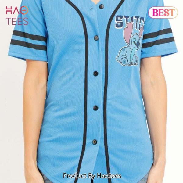 Stylish Blue Stitch Button-Up Baseball Jersey - Trendy Casual Wear For Fans