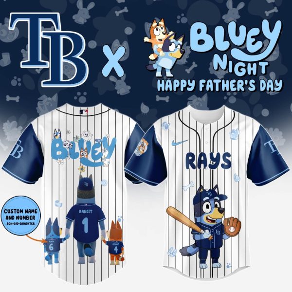Tampa Bay Rays Mlb X Bluey And Bingo Special Edition Custom Baseball Jersey