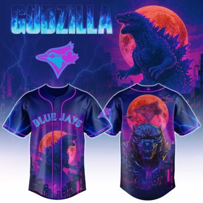 Toronto Blue Jays Mlb X Godzilla Neon City Custom Baseball Jersey