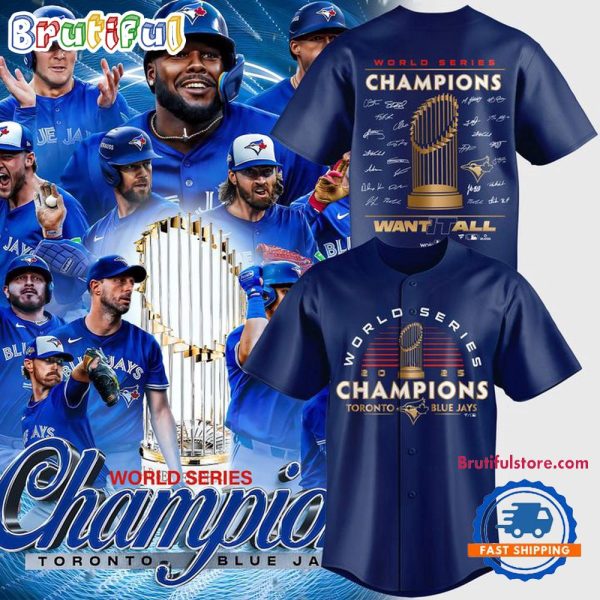 Toronto Blue Jays World Series Champions 2025 New Design Blue Baseball Jersey