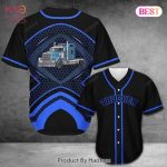 Stylish Trucker Baseball Jersey - Blue & Black Graphic Design For Truck Enthusiasts