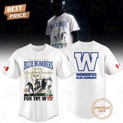 Winnipeg Blue Bombers 12 Time Grey Cup Champions Limited Edition Baseball Jersey - White