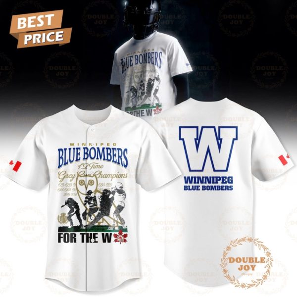Winnipeg Blue Bombers 12 Time Grey Cup Champions Limited Edition Baseball Jersey - White