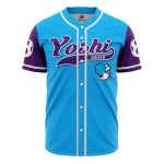 Stylish Blue Yoshi Squad Baseball Jersey - Men'S Casual Button-Up Shirt