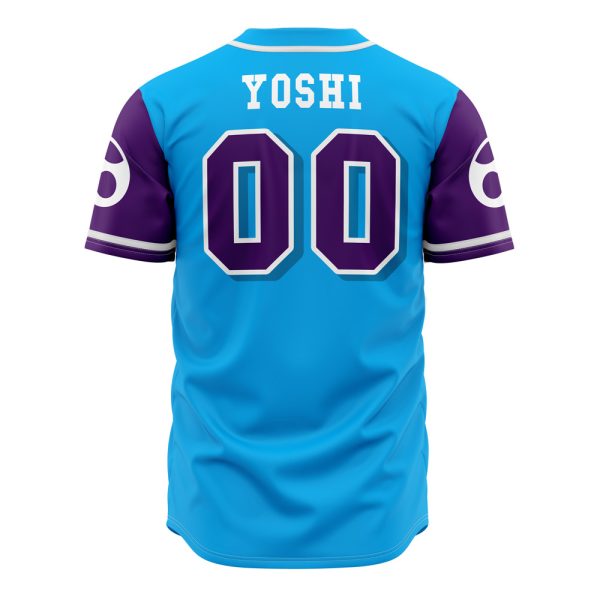 Stylish Blue Yoshi Squad Baseball Jersey - Men'S Casual Button-Up Shirt